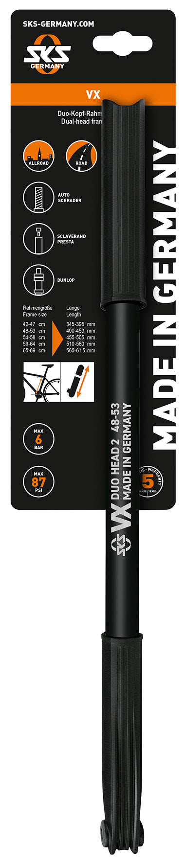 SKS Frame pump VX 6 bar/87 psi Black