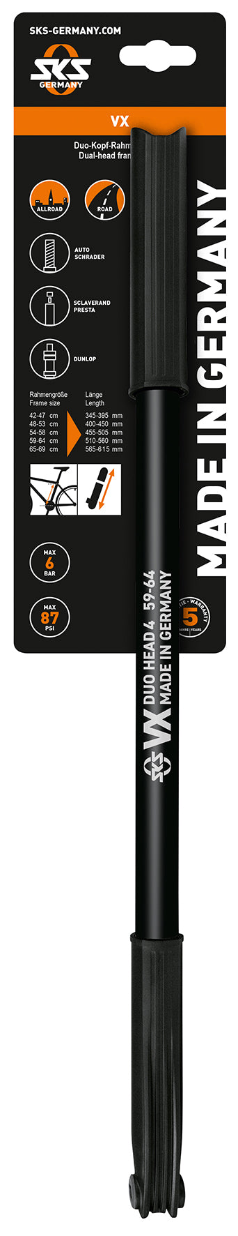 SKS Frame pump VX 6 bar/87 psi Black