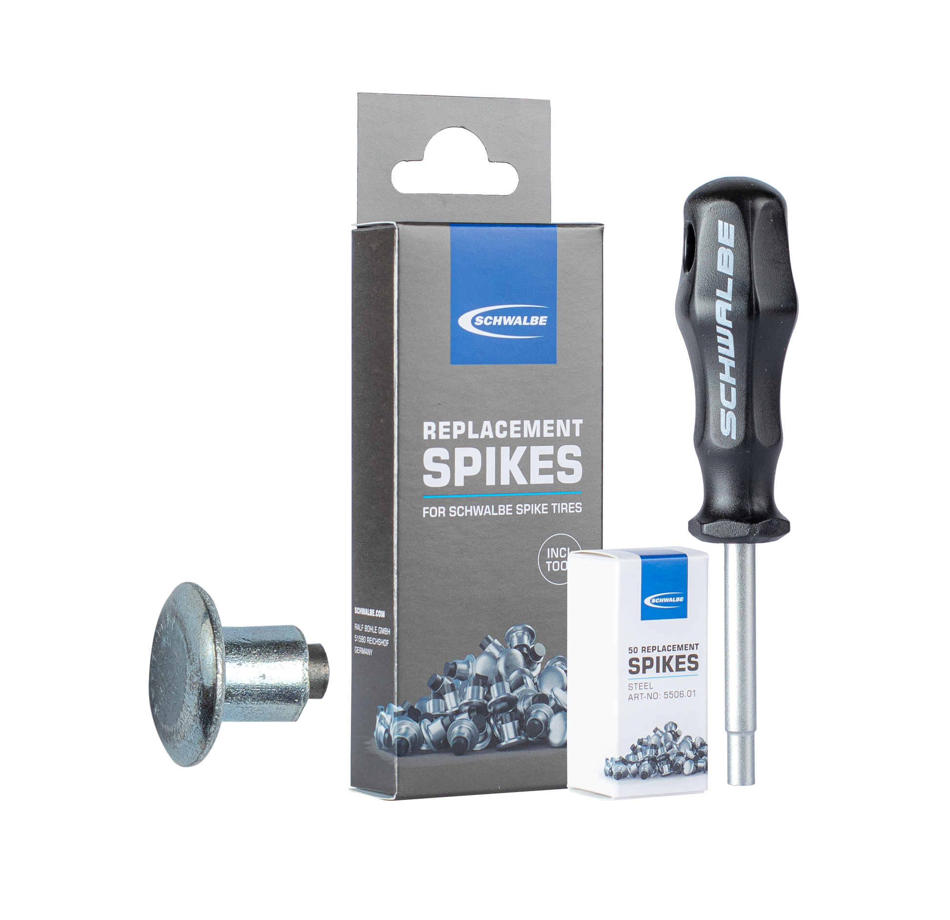 SCHWALBE Steel spikes and tool